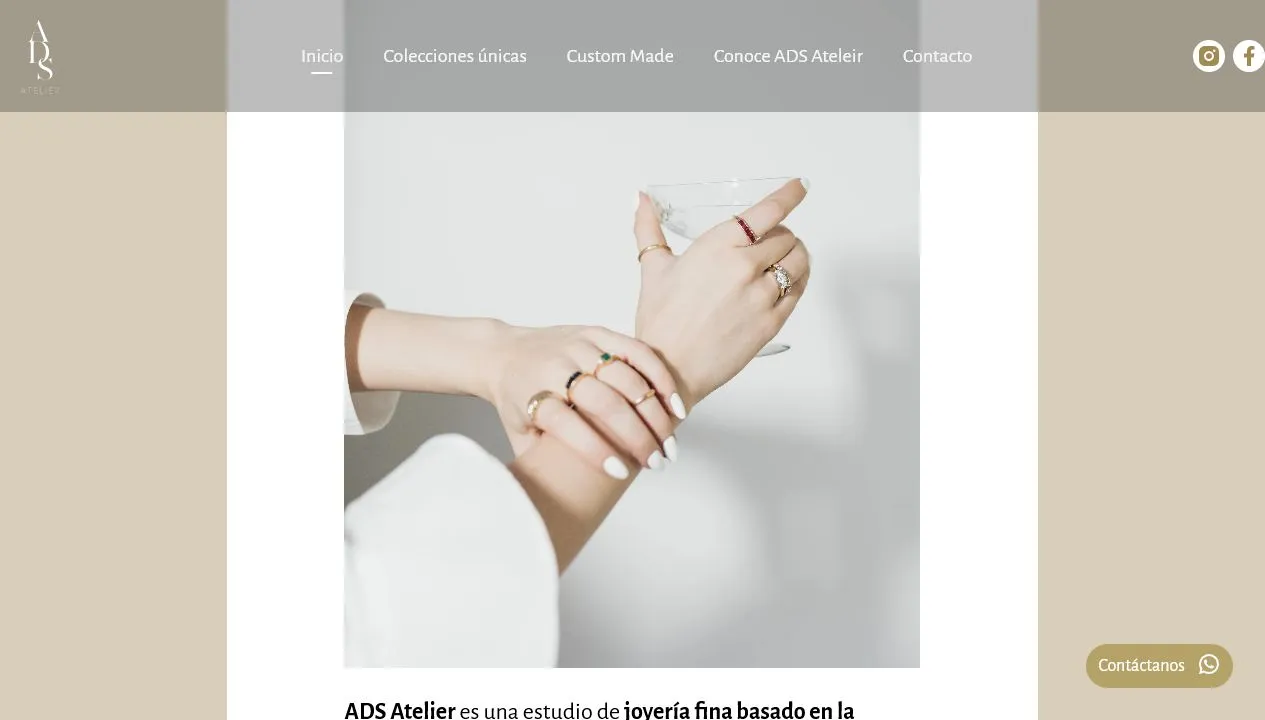 Catálogo visual de Ads Atelier, enfocado en joyería fina y piezas personalizadas.