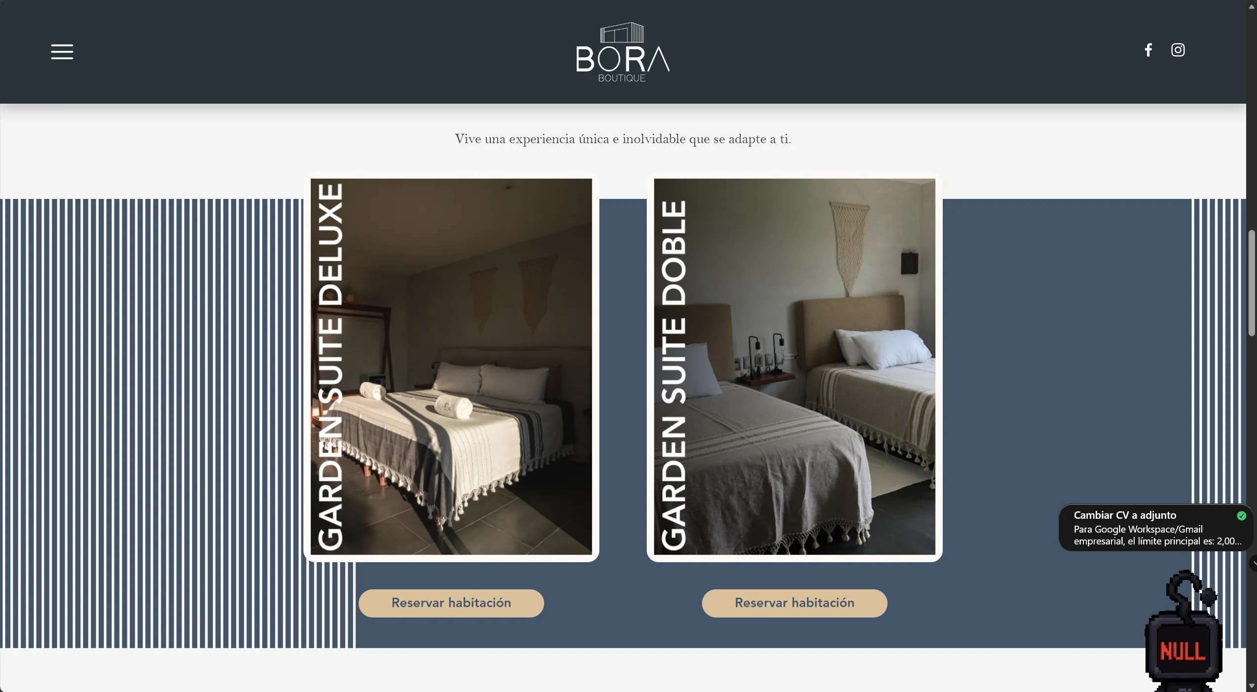 Sección visual de Bora Boutique, construida a partir del diseño entregado en Figma.