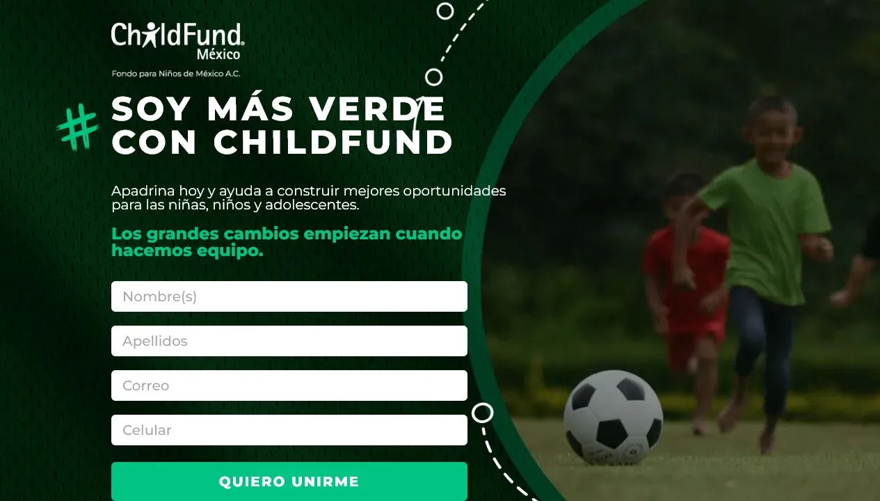 ChildFund Mexico: landing de apadrinamiento mundialista