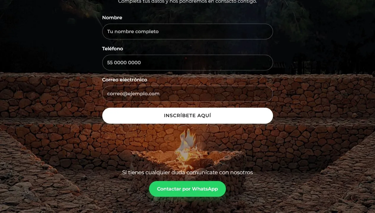 Landing page de Re Conecta con formulario de contacto.