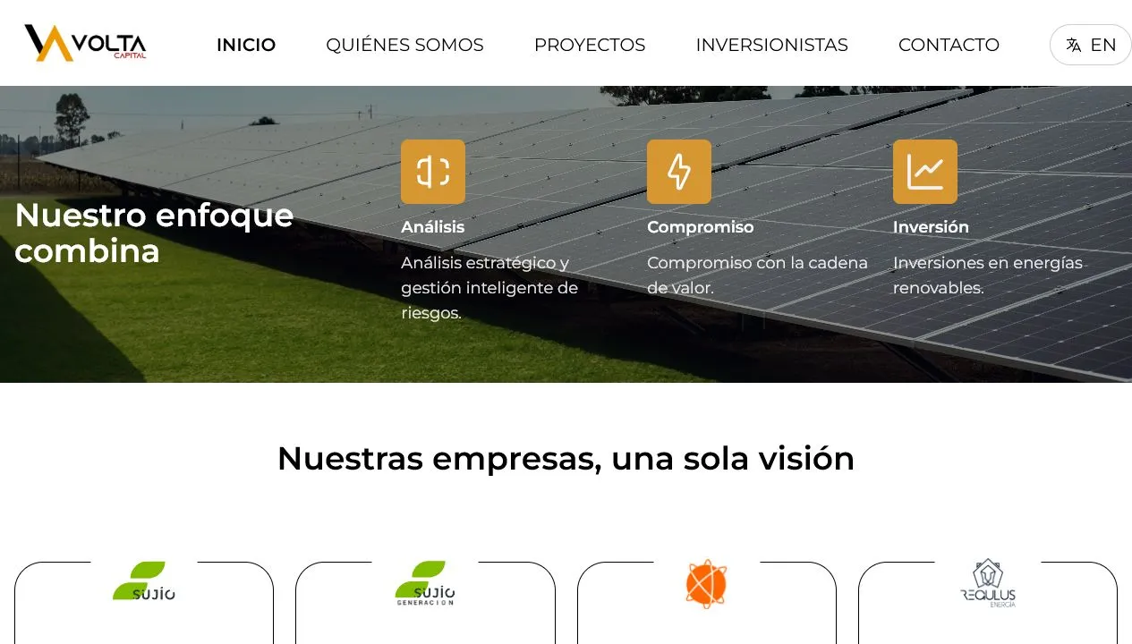 Sitio corporativo bilingue de Volta Capital.